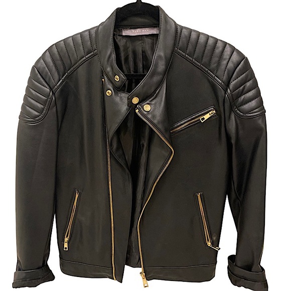 Biker Faux Leather Jacket With Gold Hardware - Modern Edge - Picture 1 of 2